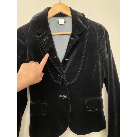 J. Crew Beautiful Velvet Vintage Style Blazer Single Breast Black 2P - Picture 9 of 10